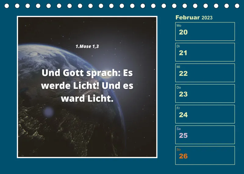 Tisch Wochenkalender mit Bibelverse 2023