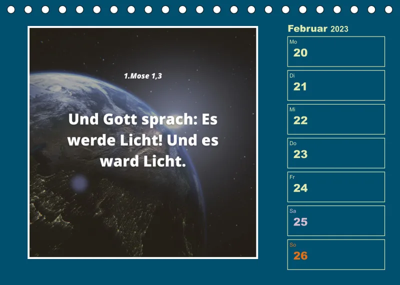 Tisch Wochenkalender mit Bibelverse 2023