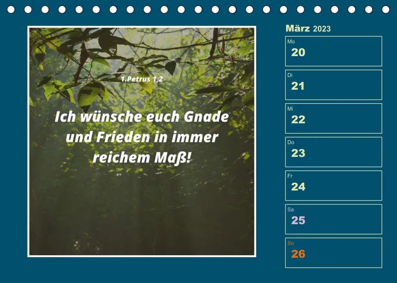 Tisch Wochenkalender mit Bibelverse 2023