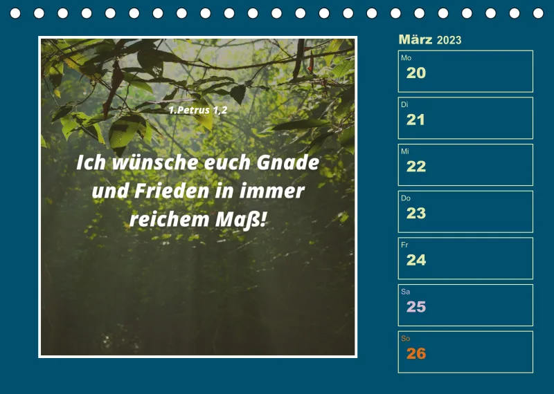 Tisch Wochenkalender mit Bibelverse 2023
