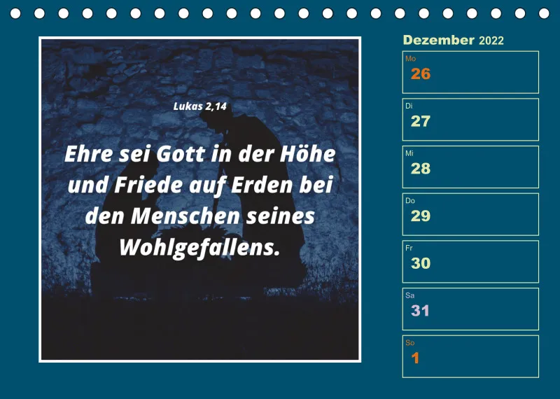 Tisch Wochenkalender mit Bibelverse 2023