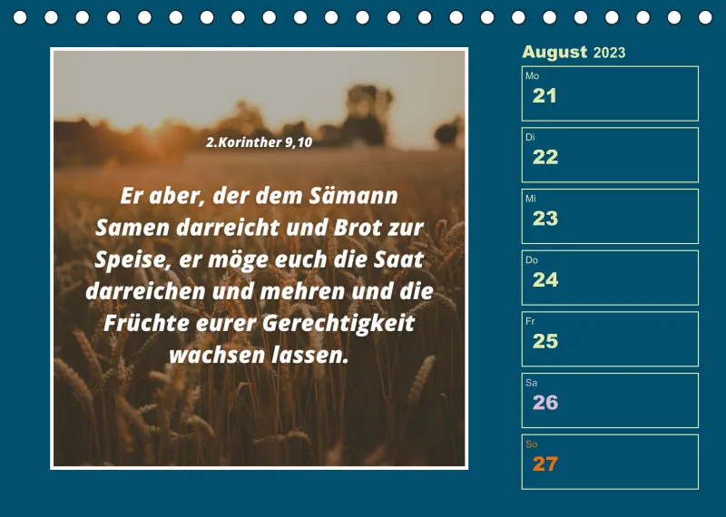 Tisch Wochenkalender mit Bibelverse 2023