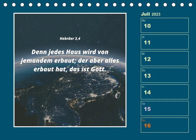 Tisch Wochenkalender mit Bibelverse 2023