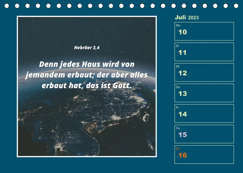 Tisch Wochenkalender mit Bibelverse 2023