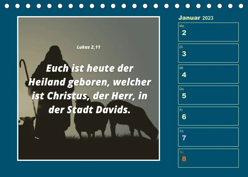 Tisch Wochenkalender mit Bibelverse 2023