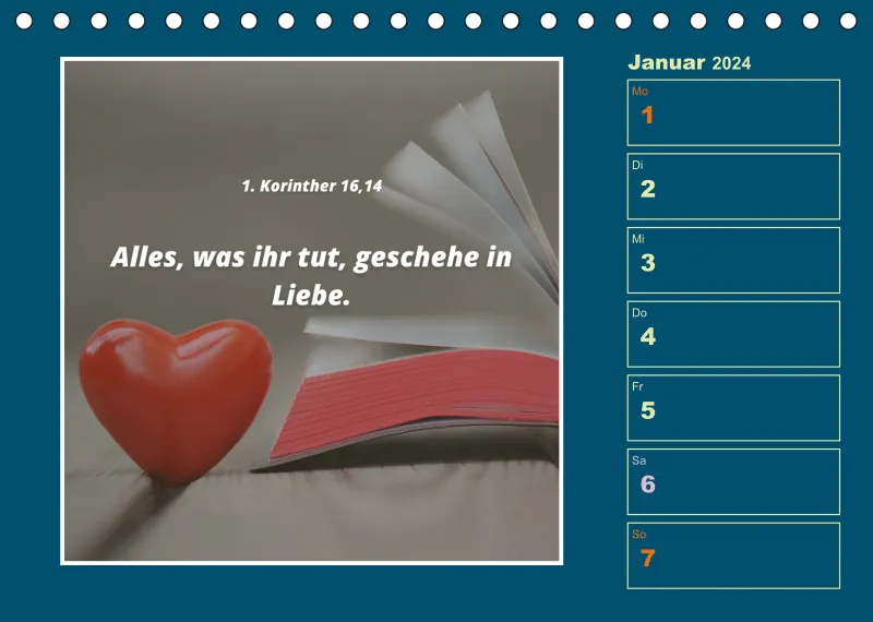 Tisch Wochenkalender mit Bibelverse 2023