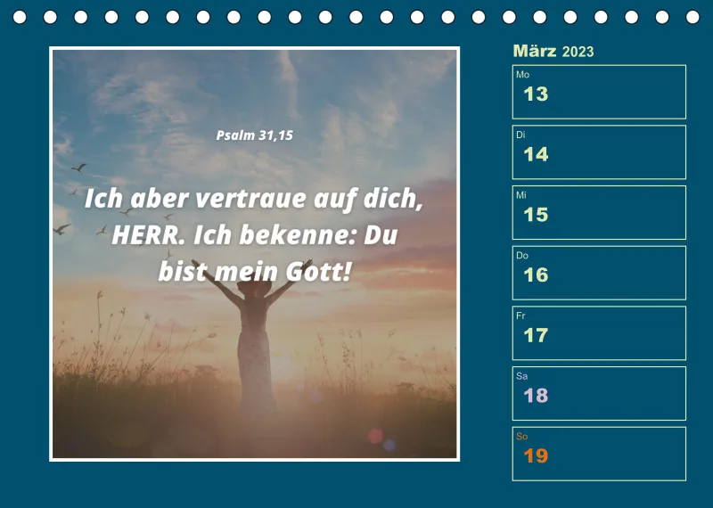 Tisch Wochenkalender mit Bibelverse 2023