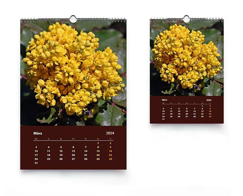 Die Monatskalender gibt es in vielen Formaten von Klein bis Groß.