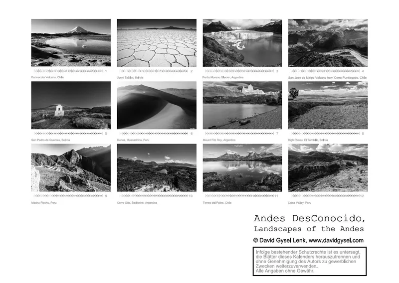 Fotokalender / A2, Andes DesConocido, Landscapes of the Andes