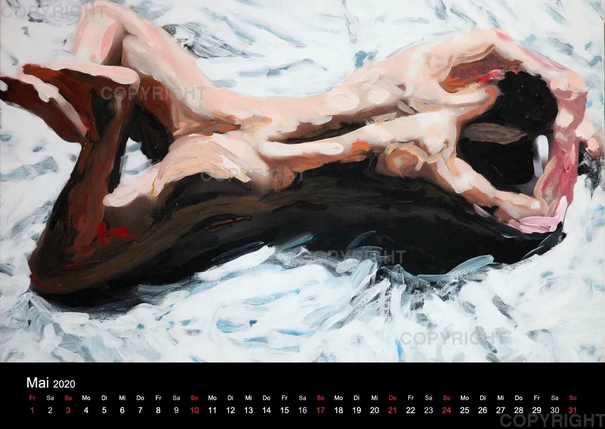 2019 A2 quer Kalender body art Deutsch
