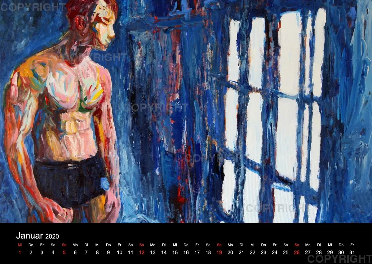 2019 A2 quer Kalender body art Deutsch