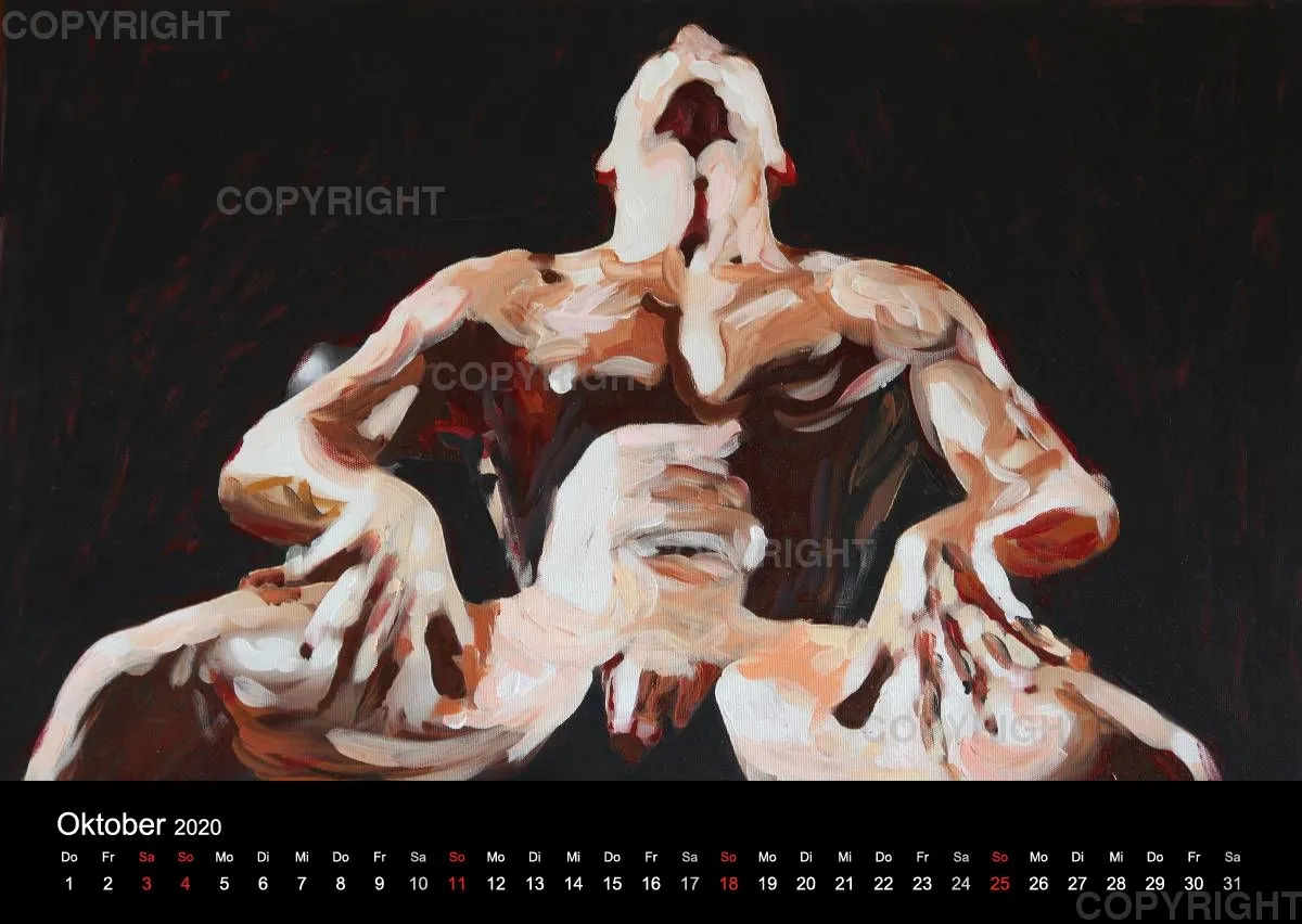 2019 A2 quer Kalender body art Deutsch
