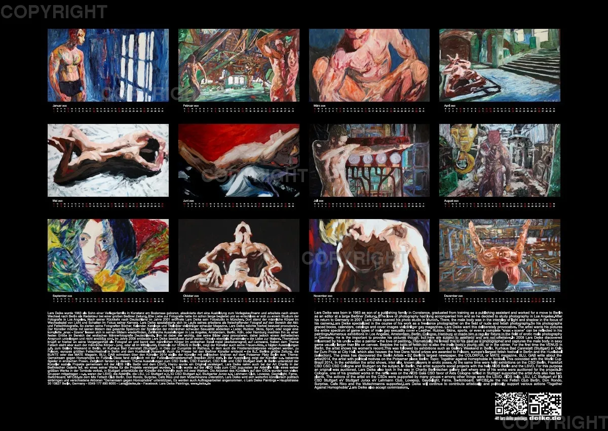 2019 A2 quer Kalender body art Deutsch