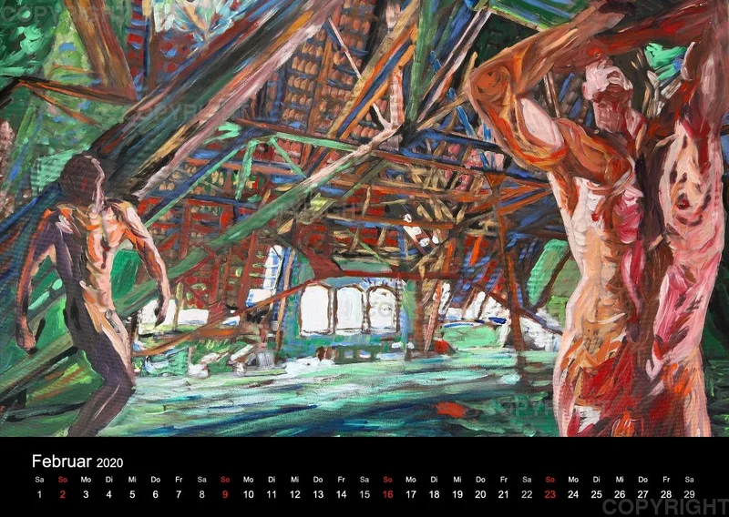 2019 A2 quer Kalender body art Deutsch