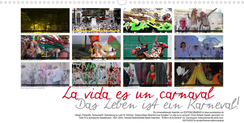 EDCAN_Nr.16_D/ESP_Panoramakalender_LA VIDA ES UN CARNAVAL_KALENDER/CALENDARIO_IMMERWÄHREND_PERMANENTE