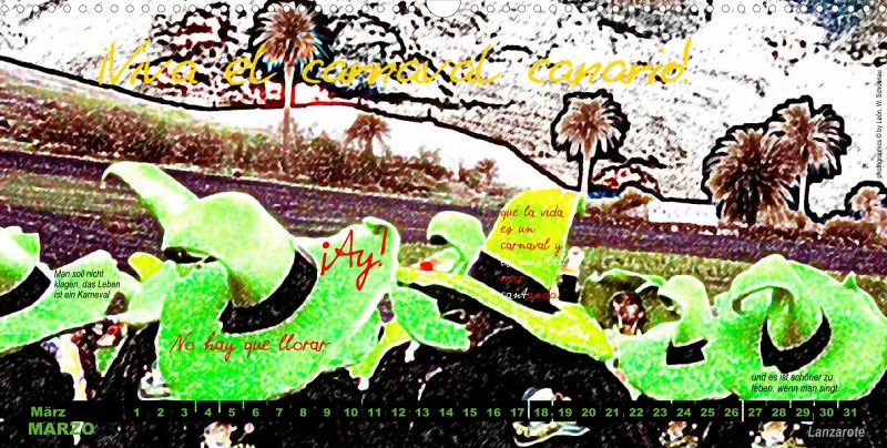 EDCAN_Nr.16_D/ESP_Panoramakalender_LA VIDA ES UN CARNAVAL_KALENDER/CALENDARIO_IMMERWÄHREND_PERMANENTE