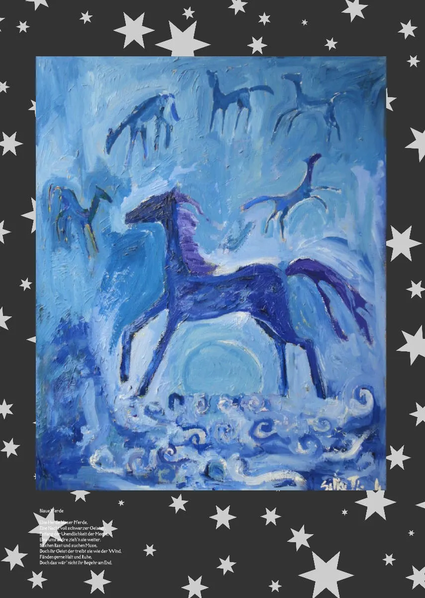 Posterbuch ohne Kalendarium / A3 / Eine Herde blauer Pferde