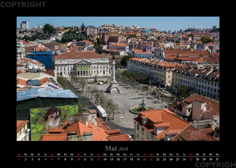 (16) Bildkalender A3 quer - Lissabon 2018