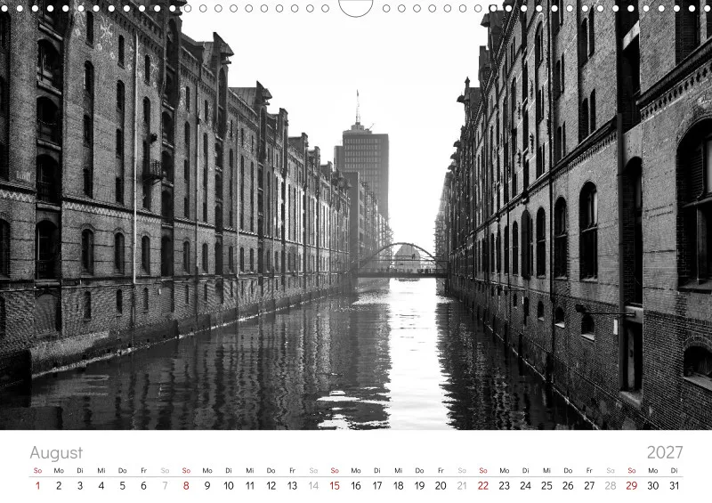 Hamburg in Schwarz-Weiß 2027 A3 Querformat