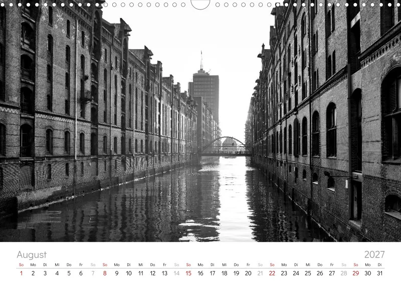 Hamburg in Schwarz-Weiß 2027 A3 Querformat