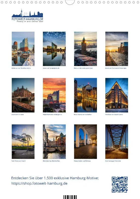 Hamburg Kalender 2027 A3 Hochformat
