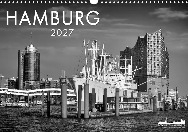 Hamburg in Schwarz-Weiß 2027 A3 Querformat