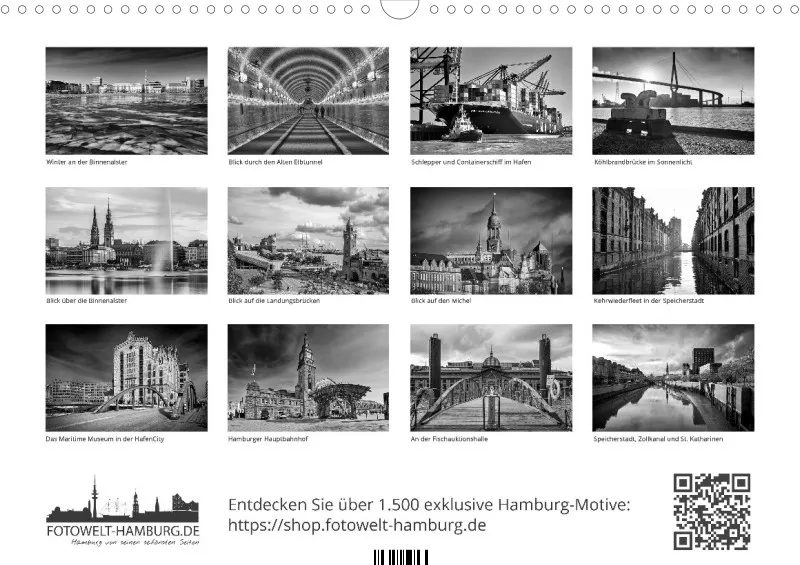 Hamburg in Schwarz-Weiß 2027 A3 Querformat