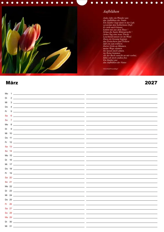 Familienplaner Poesieflügel - Blumenpoesie