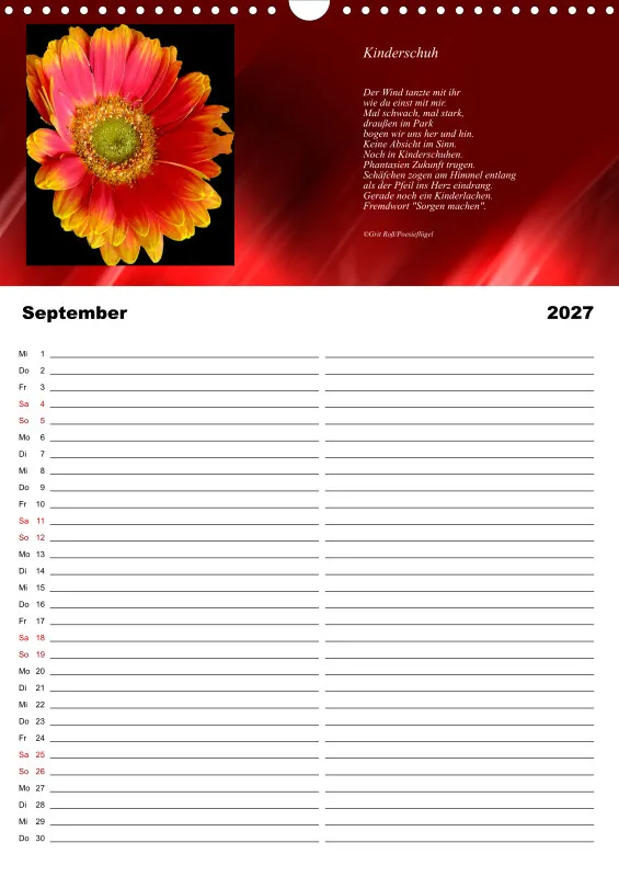 Familienplaner Poesieflügel - Blumenpoesie