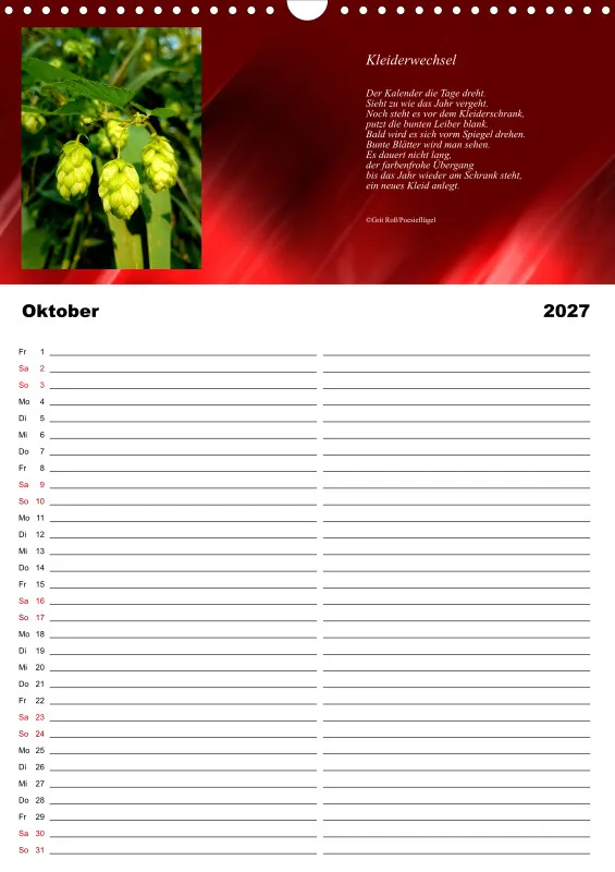 Familienplaner Poesieflügel - Blumenpoesie