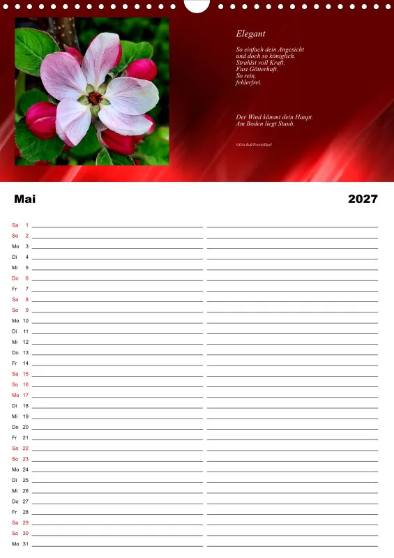 Familienplaner Poesieflügel - Blumenpoesie