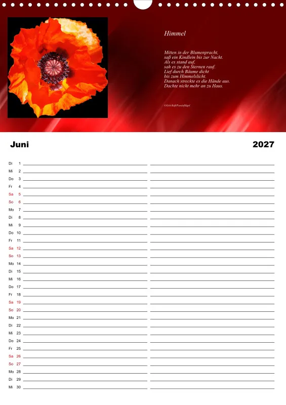 Familienplaner Poesieflügel - Blumenpoesie