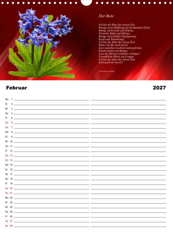 Familienplaner Poesieflügel - Blumenpoesie
