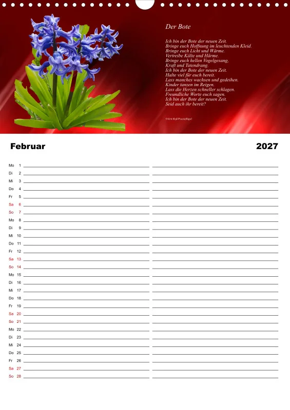 Familienplaner Poesieflügel - Blumenpoesie