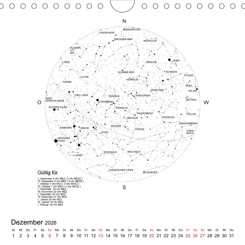Sternenhimmel 2026 - Kleinformat