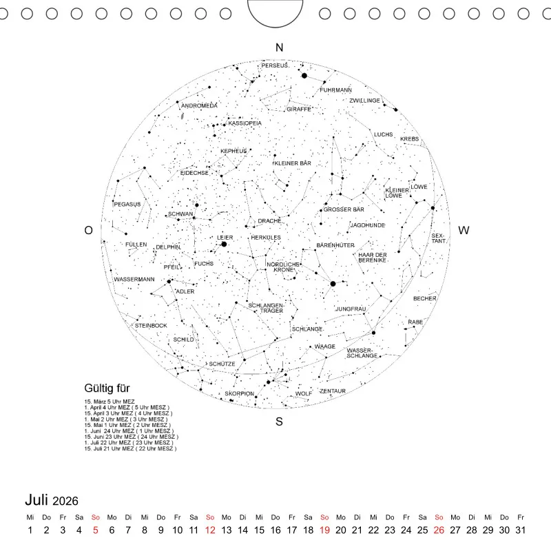 Sternenhimmel 2026 - Kleinformat