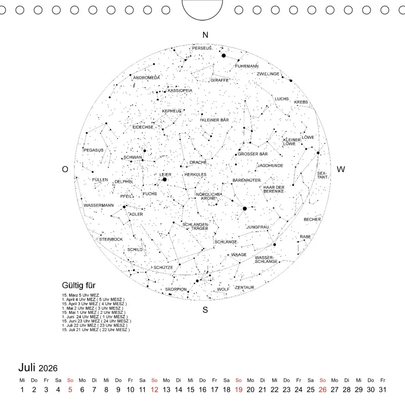 Sternenhimmel 2026 - Kleinformat