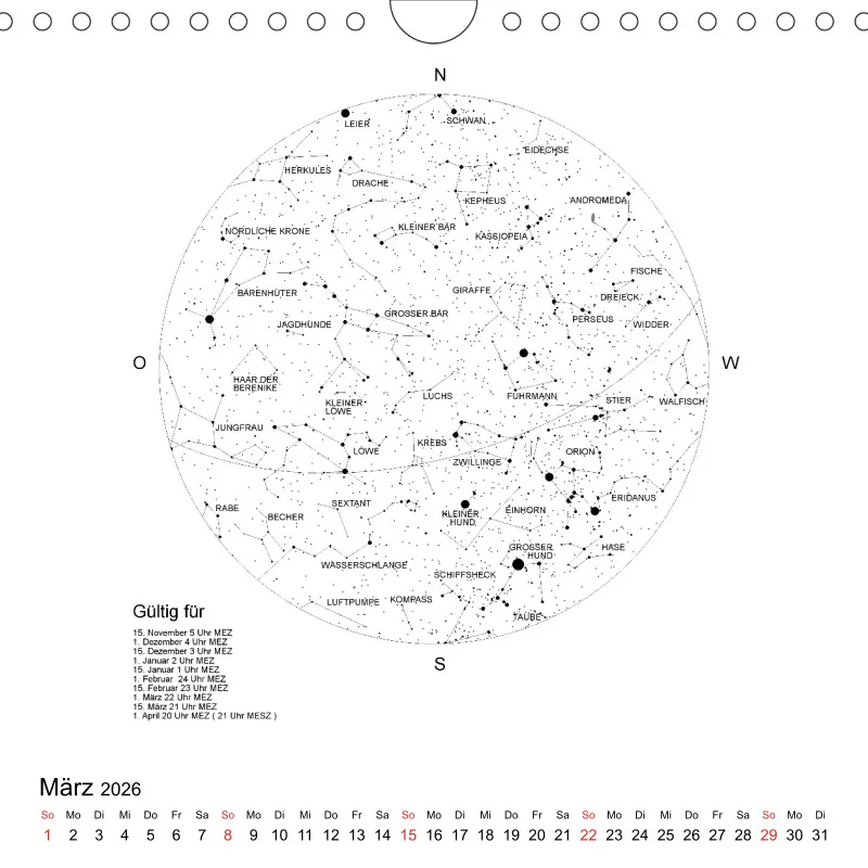 Sternenhimmel 2026 - Kleinformat