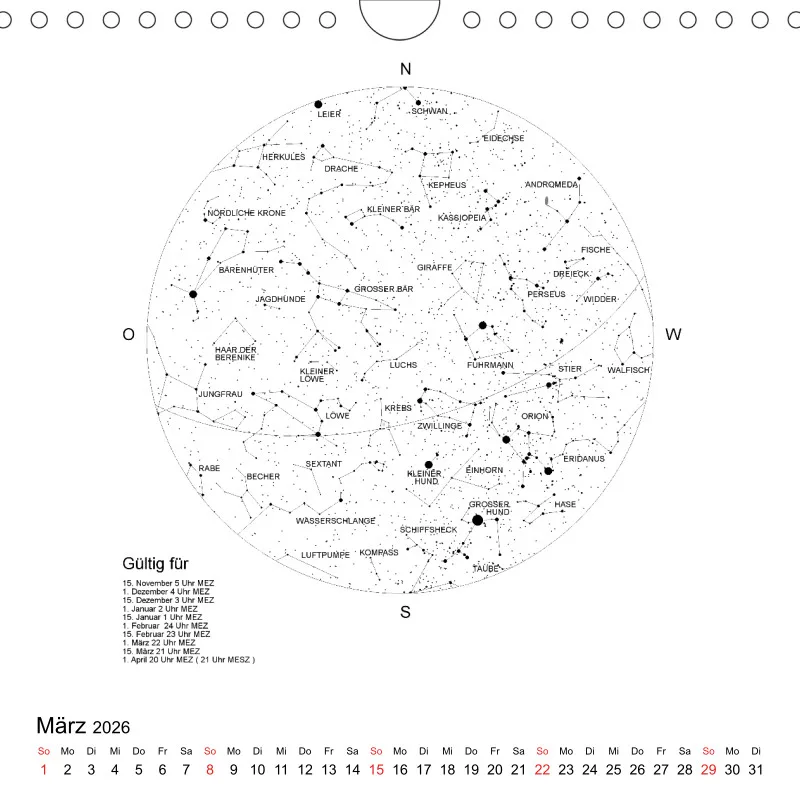 Sternenhimmel 2026 - Kleinformat