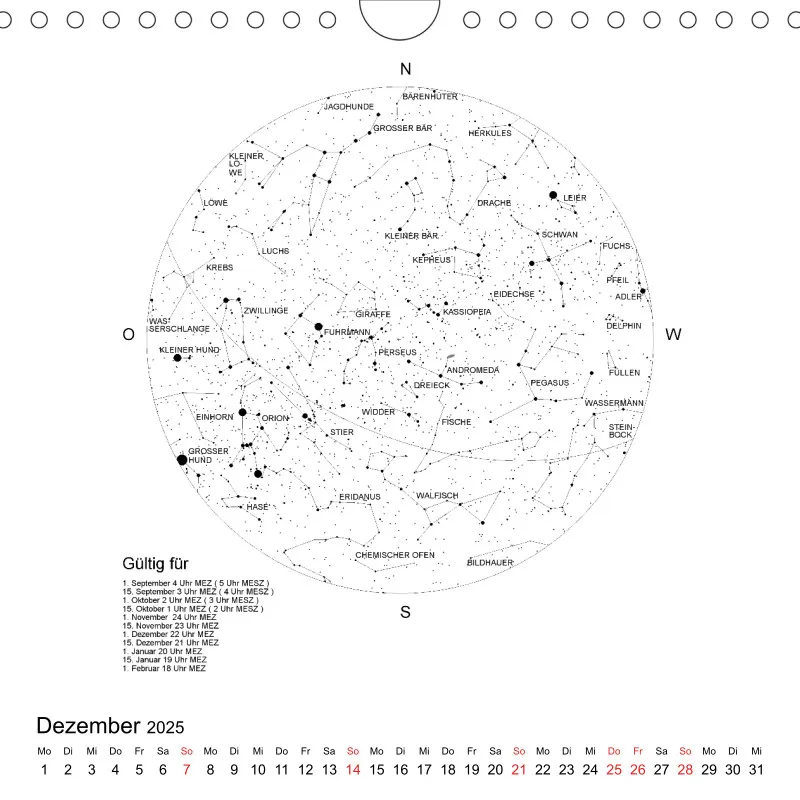 Sternenhimmel 2025 - Kleinformat