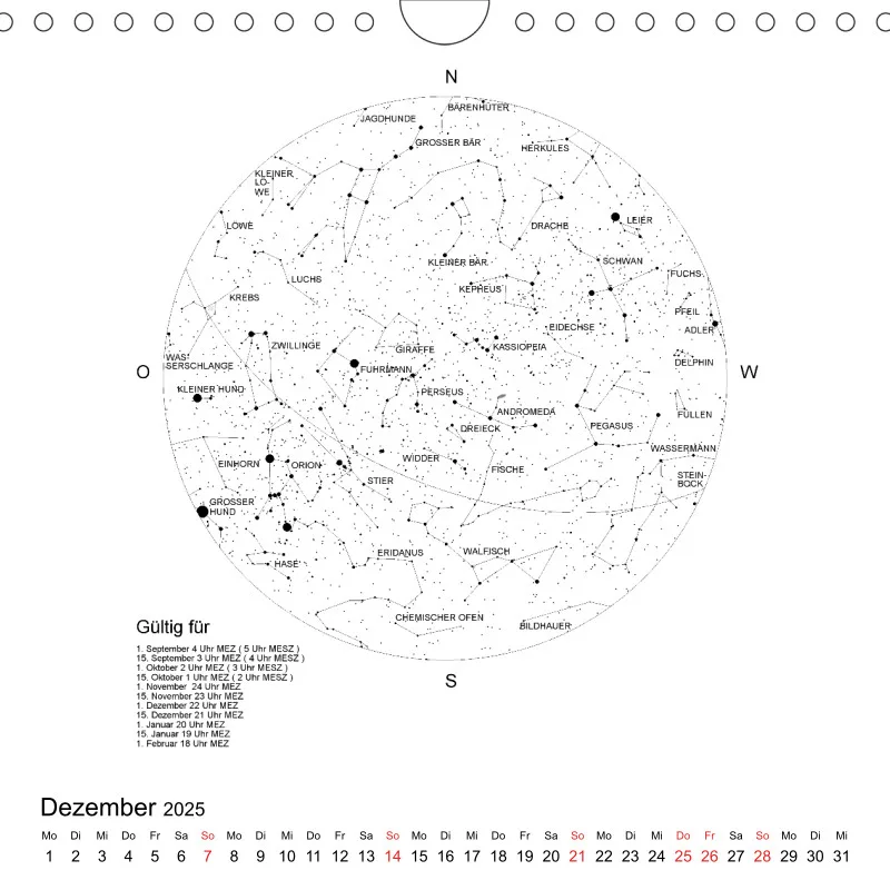 Sternenhimmel 2025 - Kleinformat