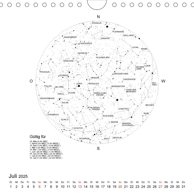 Sternenhimmel 2025 - Kleinformat
