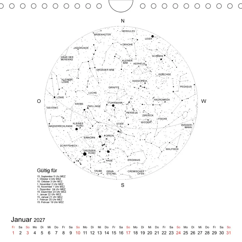 Sternenhimmel 2027 - Kleinformat