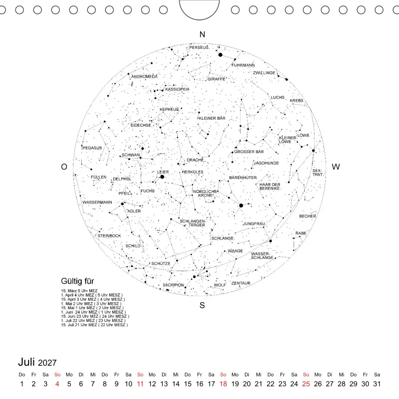 Sternenhimmel 2027 - Kleinformat