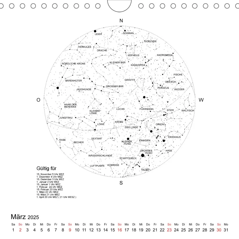 Sternenhimmel 2025 - Kleinformat