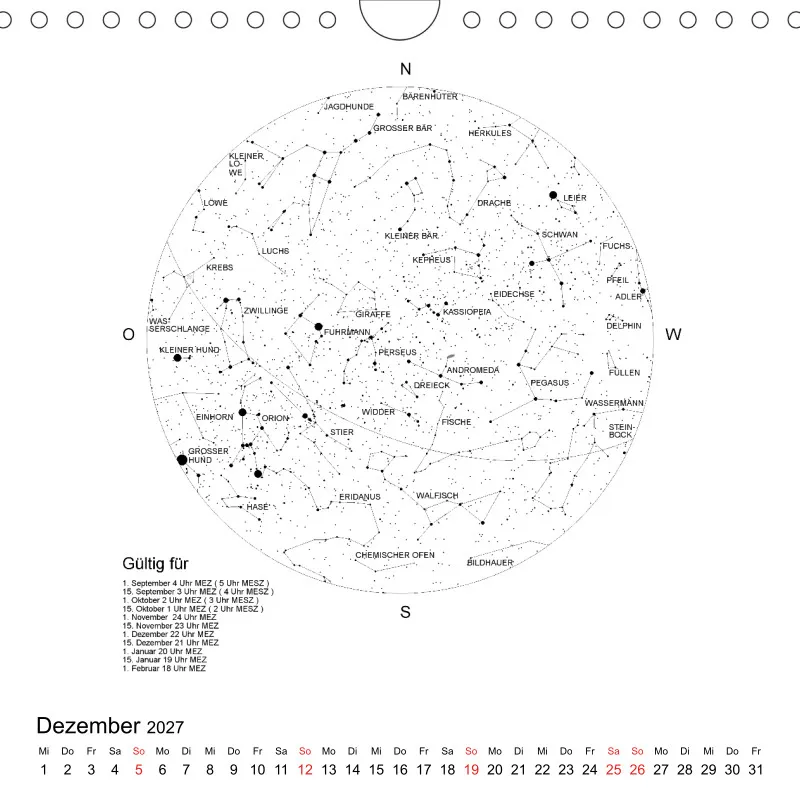 Sternenhimmel 2027 - Kleinformat