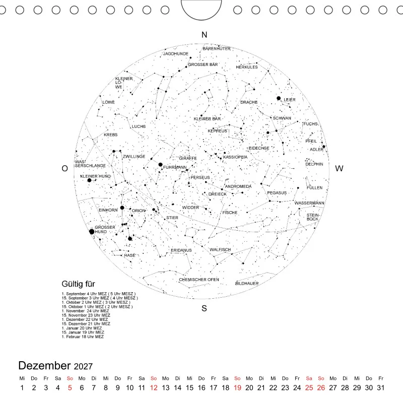 Sternenhimmel 2027 - Kleinformat