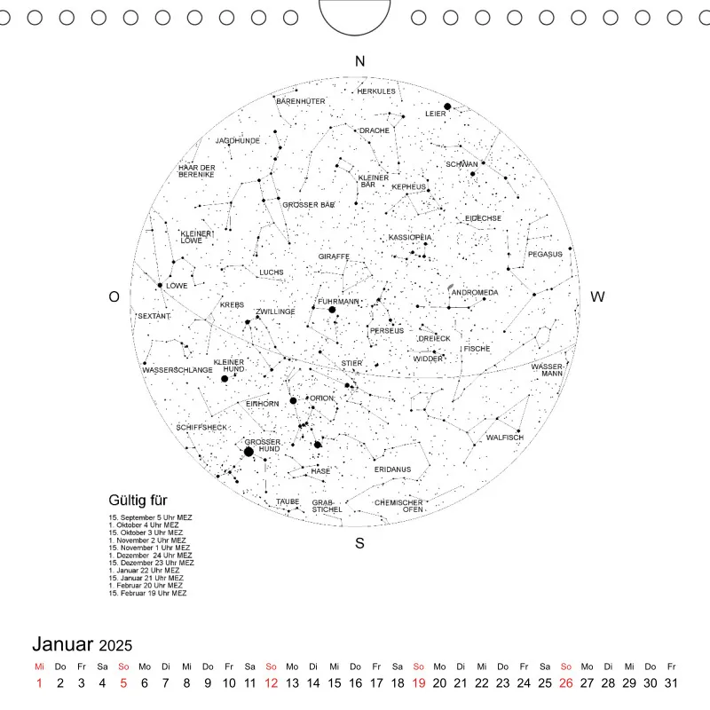 Sternenhimmel 2025 - Kleinformat