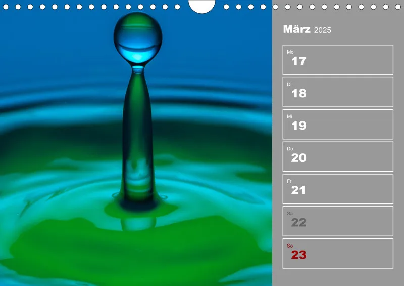 Wassertropfen Wochenkalender