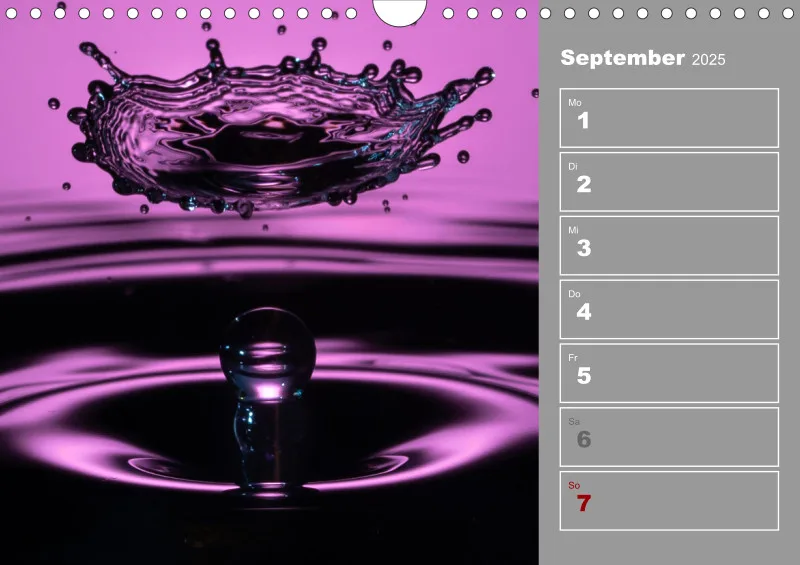Wassertropfen Wochenkalender